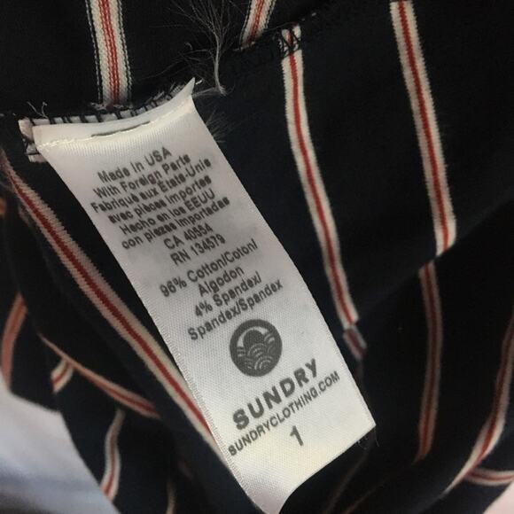 Anthropologie Sundry Fabian Striped Faux Wrap Jersey Mini Dress Blue Small Party - Picture 10 of 11